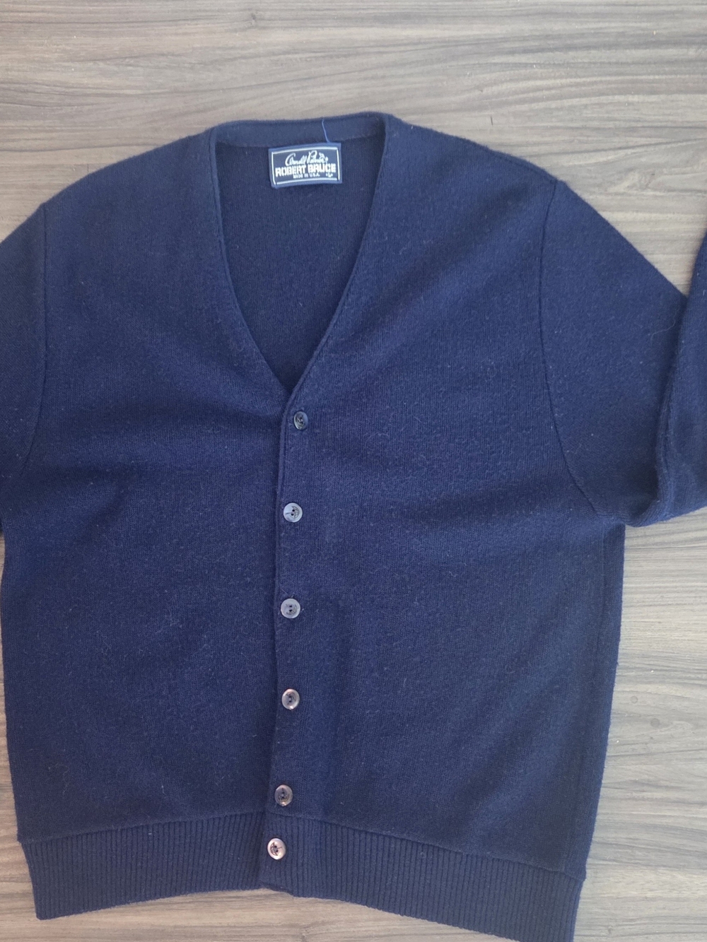 Vintage Arnold Palmer Robert Bruce Navy Button Cardigan Sweater - Men Large